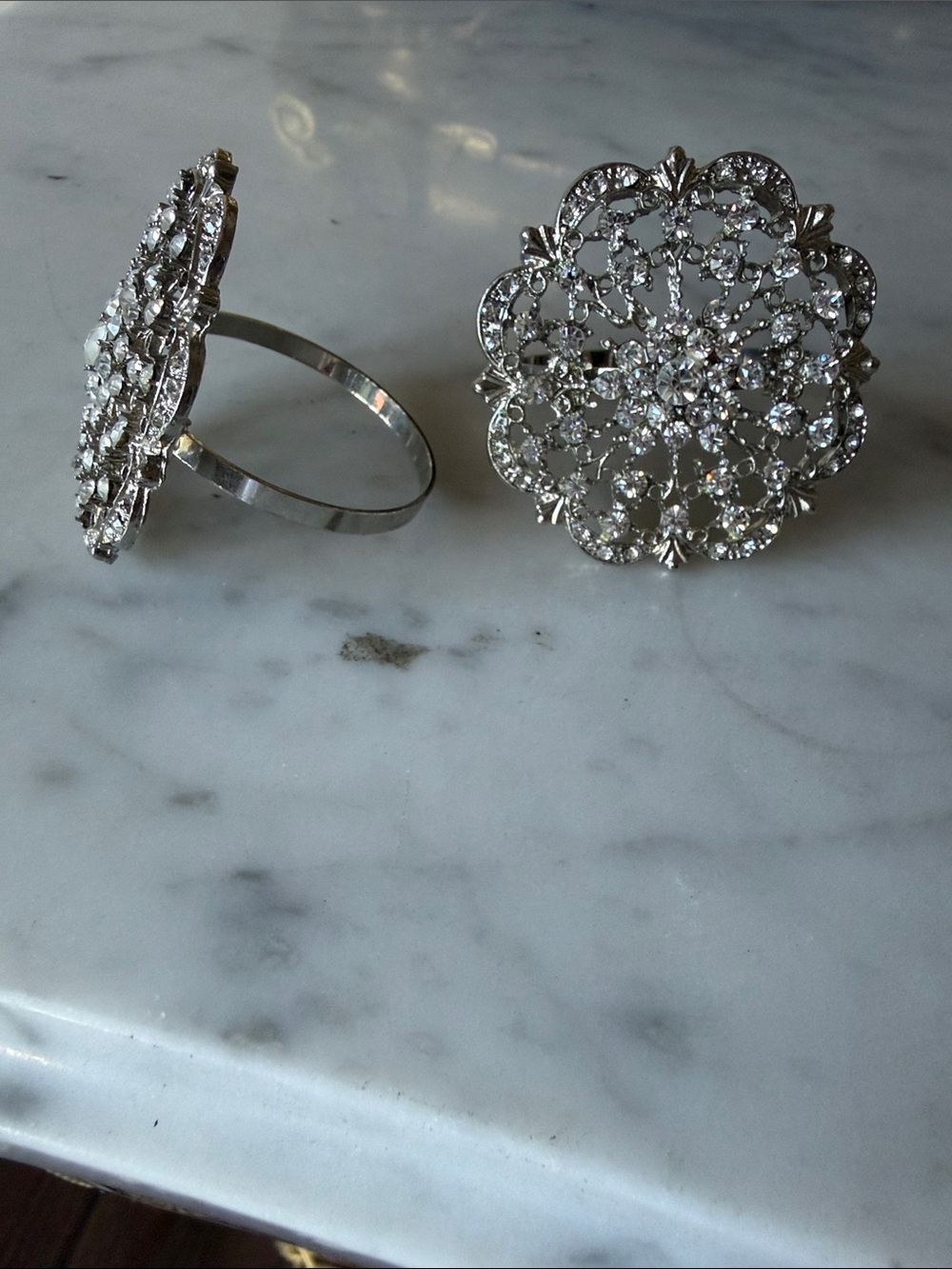 Silver Decorative Fancy Napkin Holders Embellished with Jewels & Rhinestones 2